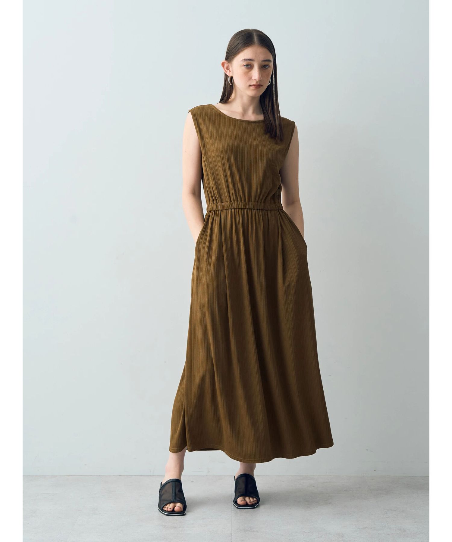 イェッカ ヴェッカ YECCA VECCA [2SET]ポケットシャツ×ロングワンピース （ダークベージュ） ダークベージュ