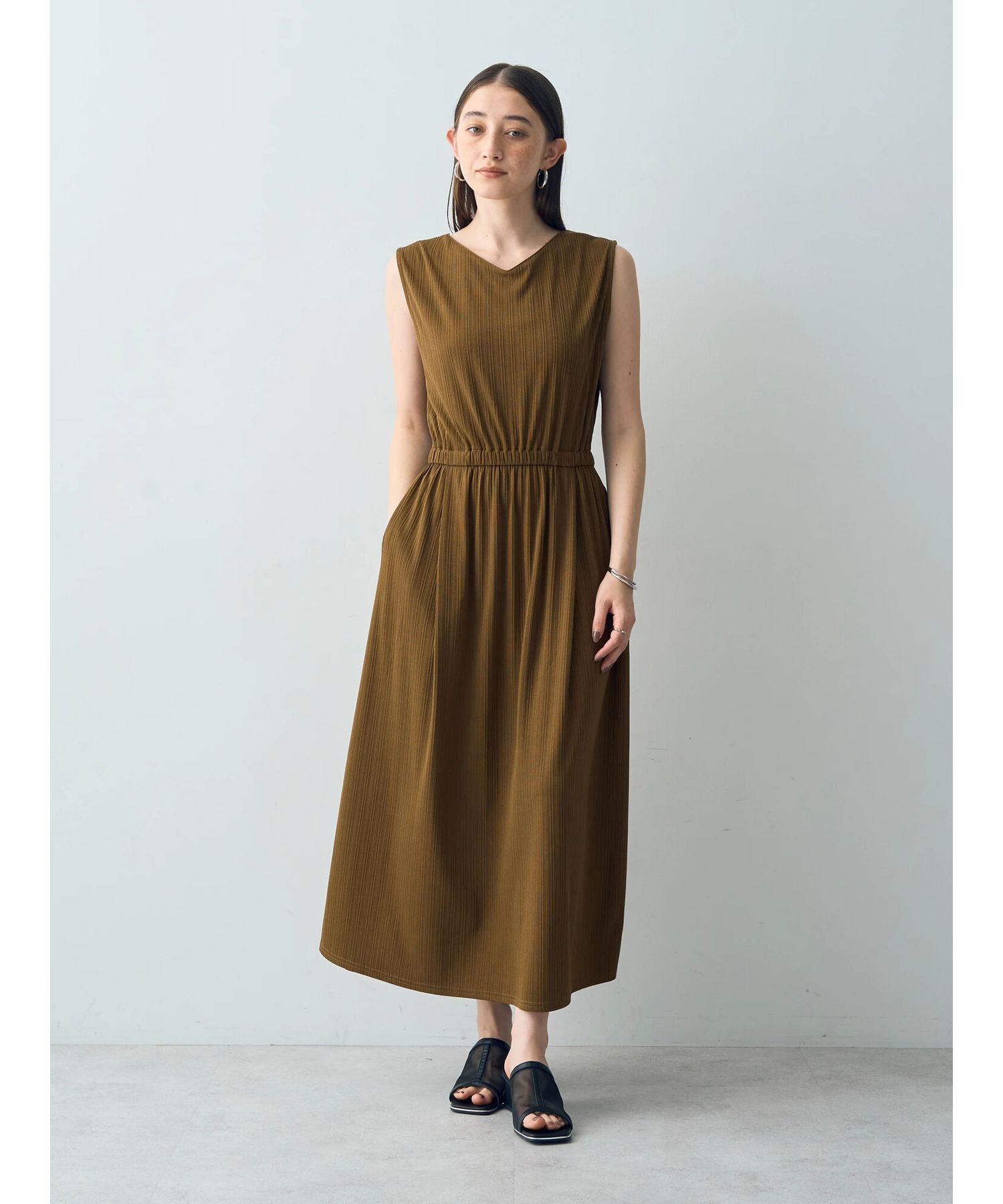 イェッカ ヴェッカ YECCA VECCA [2SET]ポケットシャツ×ロングワンピース （ダークベージュ） ダークベージュ