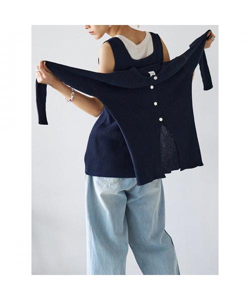 イエン YENN YENN カーディガン COTTON RIB CARDIGAN Y251-91013 （ネイビー） ネイビー