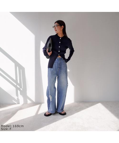 イエン YENN YENN カーディガン COTTON RIB CARDIGAN Y251-91013 （ネイビー） ネイビー