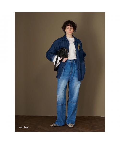 イエン YENN YENN デニムパンツ HIGH RISE TUCK WIDE PANTS Y222-31010 （L-BLUE/ライトブルー） L-BLUE/ライトブルー