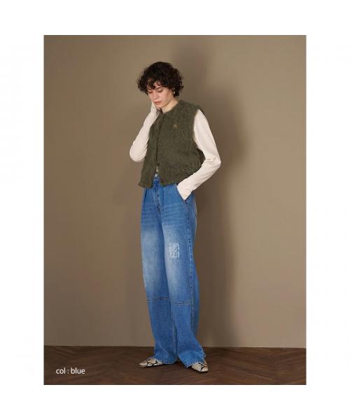 イエン YENN YENN デニムパンツ HIGH RISE TUCK WIDE PANTS Y222-31010 （L-BLUE/ライトブルー） L-BLUE/ライトブルー