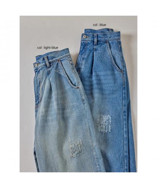 イエン YENN YENN デニムパンツ HIGH RISE TUCK WIDE PANTS Y222-31010 （L-BLUE/ライトブルー） L-BLUE/ライトブルー