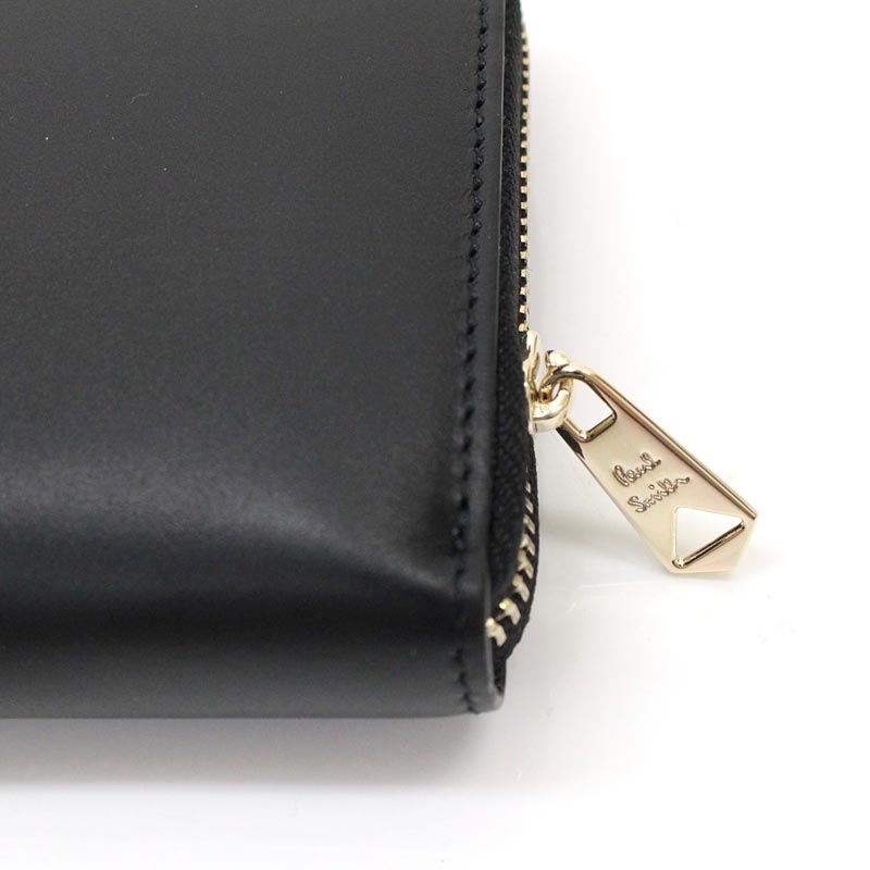 トップイズム TopIsm PAUL SMITH ポールスミス 長財布 ラウンドファスナー 財布 レザー 本革ウォレット 無地 ワンポイント ロゴ メンズ インポート ブランド プレゼント ギフト （79ブラック） 79ブラック