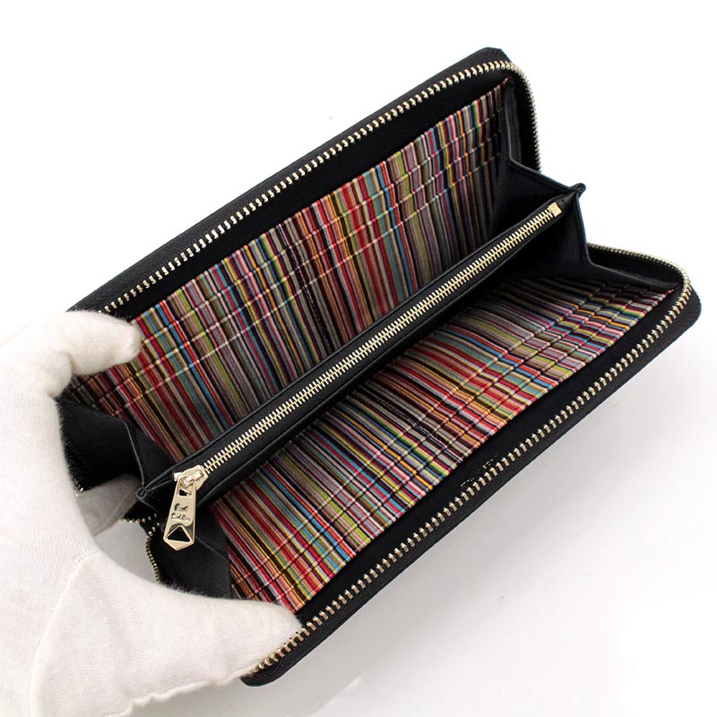 トップイズム TopIsm PAUL SMITH ポールスミス 長財布 ラウンドファスナー 財布 レザー 本革ウォレット 無地 ワンポイント ロゴ メンズ インポート ブランド プレゼント ギフト （79ブラック） 79ブラック