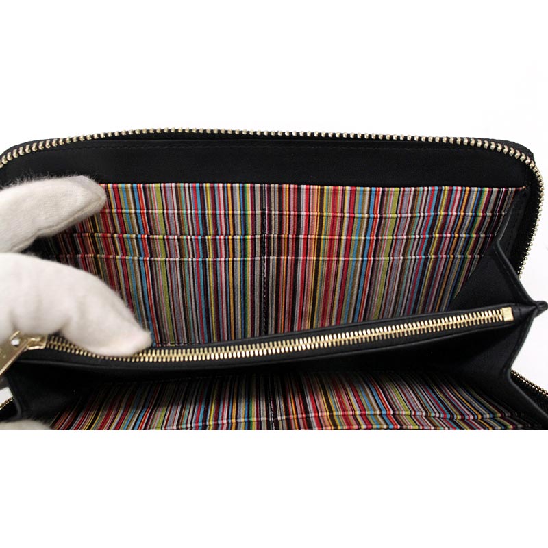 トップイズム TopIsm PAUL SMITH ポールスミス 長財布 ラウンドファスナー 財布 レザー 本革ウォレット 無地 ワンポイント ロゴ メンズ インポート ブランド プレゼント ギフト （79ブラック） 79ブラック