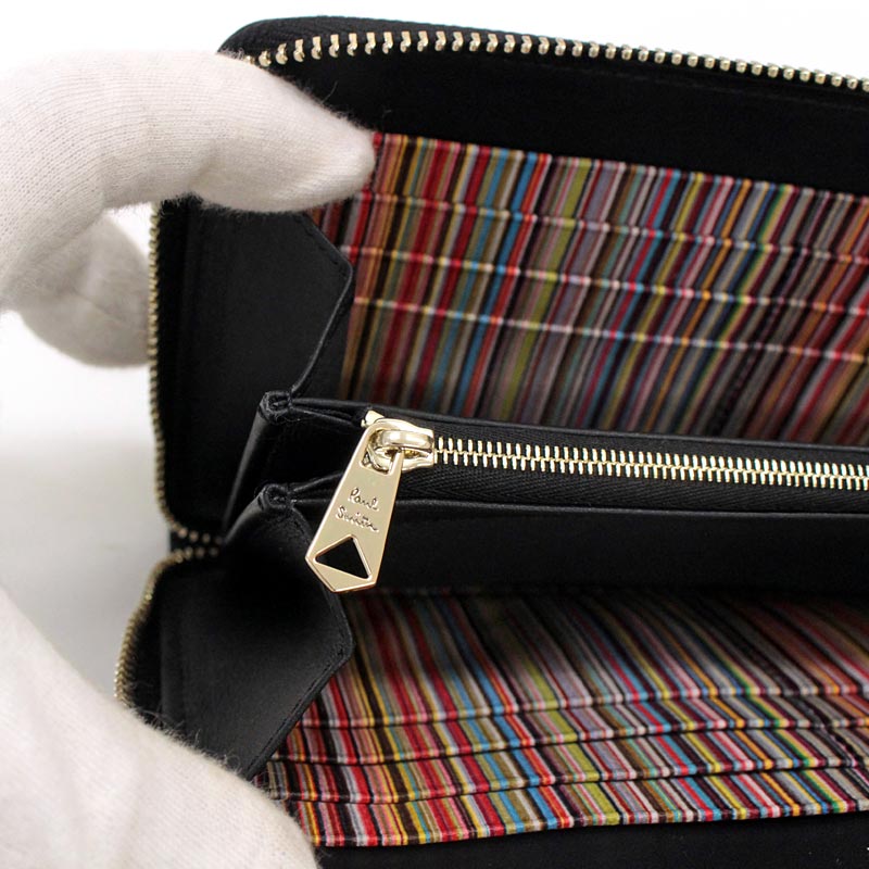 トップイズム TopIsm PAUL SMITH ポールスミス 長財布 ラウンドファスナー 財布 レザー 本革ウォレット 無地 ワンポイント ロゴ メンズ インポート ブランド プレゼント ギフト （79ブラック） 79ブラック