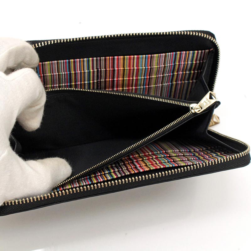 トップイズム TopIsm PAUL SMITH ポールスミス 長財布 ラウンドファスナー 財布 レザー 本革ウォレット 無地 ワンポイント ロゴ メンズ インポート ブランド プレゼント ギフト （79ブラック） 79ブラック