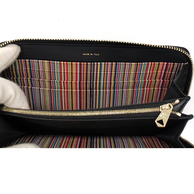 トップイズム TopIsm PAUL SMITH ポールスミス 長財布 ラウンドファスナー 財布 レザー 本革ウォレット 無地 ワンポイント ロゴ メンズ インポート ブランド プレゼント ギフト （79ブラック） 79ブラック