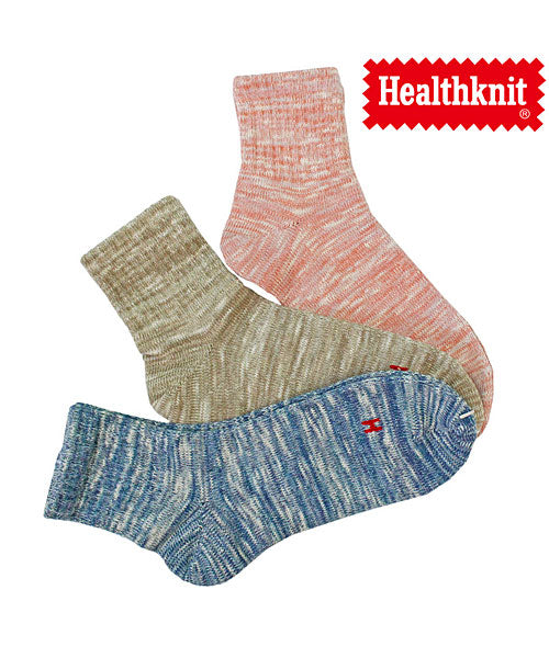 トップイズム TopIsm Healthknit ヘルスニット 3足セット ジャガード スラブ ボーダー ライン入り スニーカーソックス クォーターソックス ショートソックス メンズ靴下,37-スラブMIX