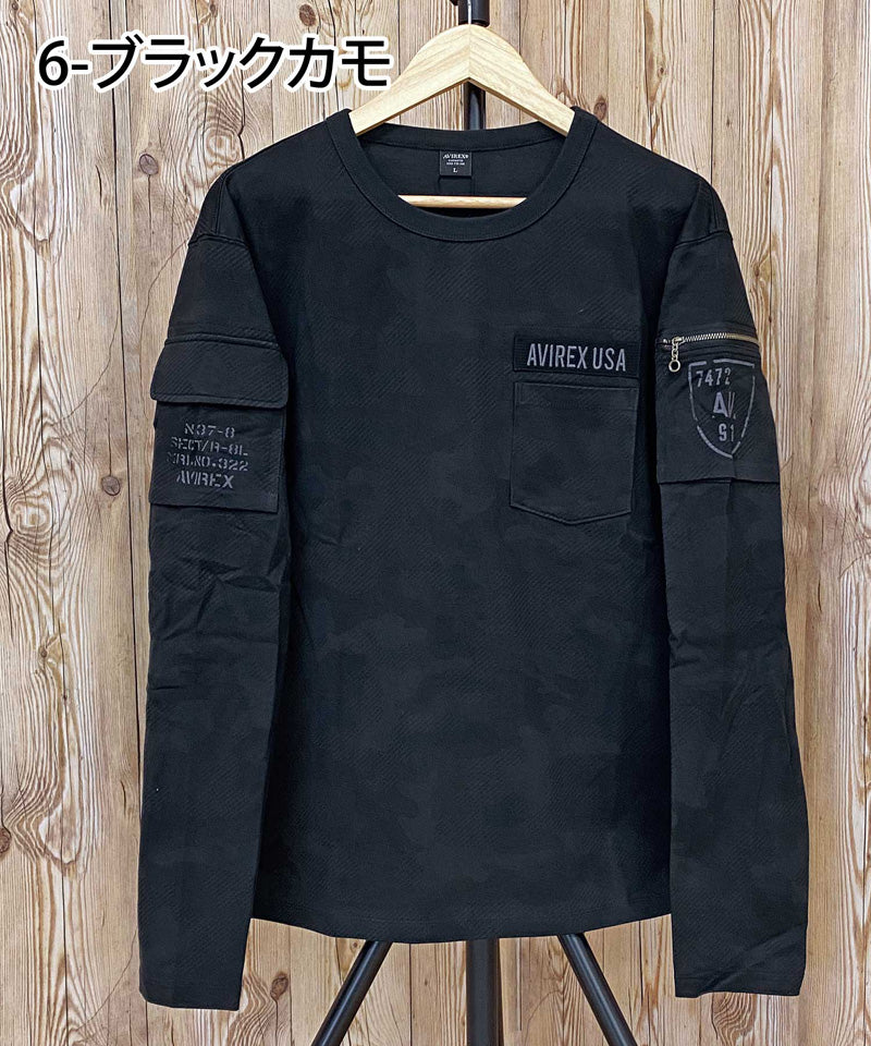 トップイズム TopIsm AVIREX アビレクッス フェイドウォッシュ 長袖 ファティーグ Tシャツ ロングTシャツ 長袖Tシャツ ロンT 長袖 綿100% メンズ ブランド