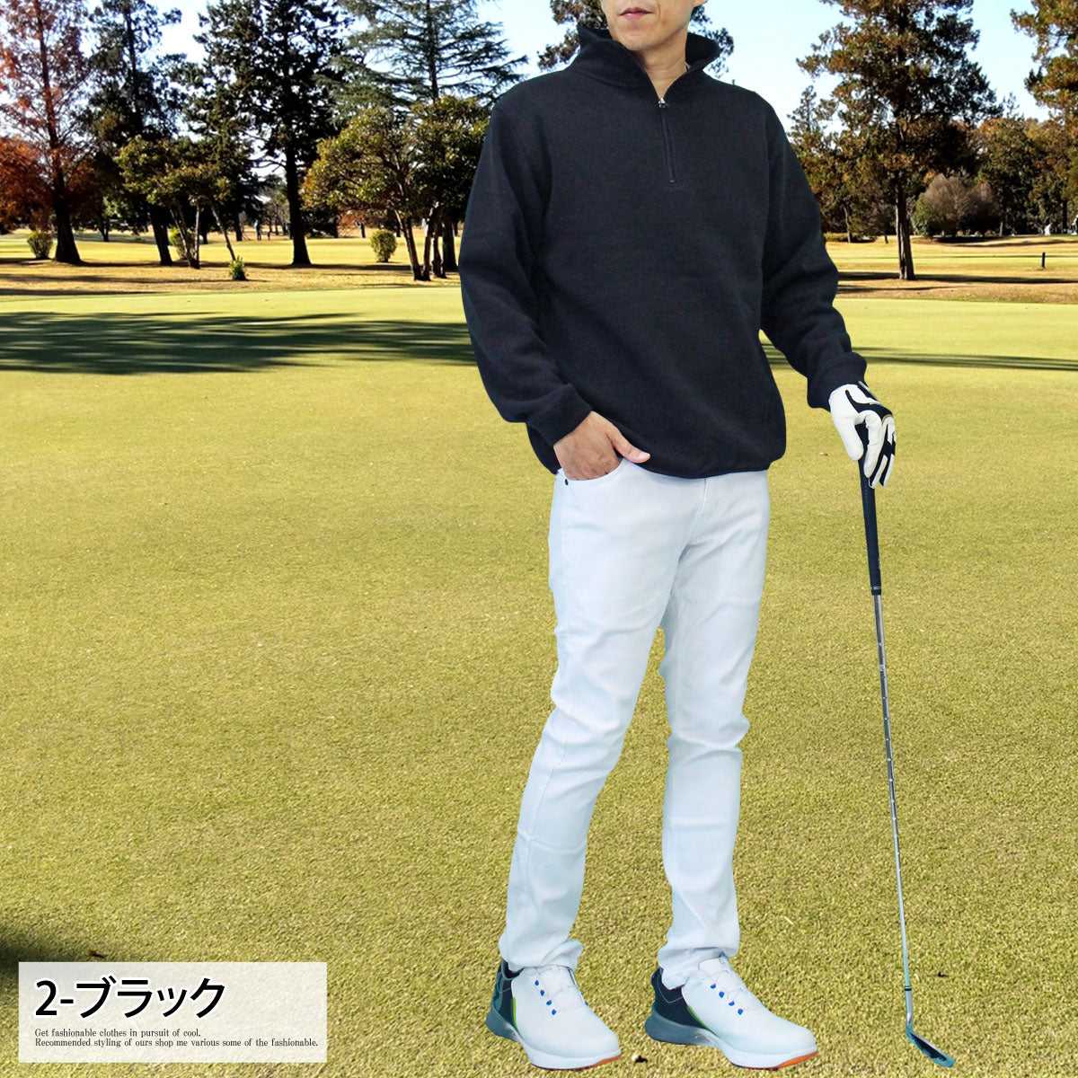 トップイズム TopIsm ゴルフウェア メンズ ゴルフ トレーナー 裏起毛 スウェット ハーフジップ トップス ハイネック プルオーバー 秋冬 （4-ネイビー） 4-ネイビー