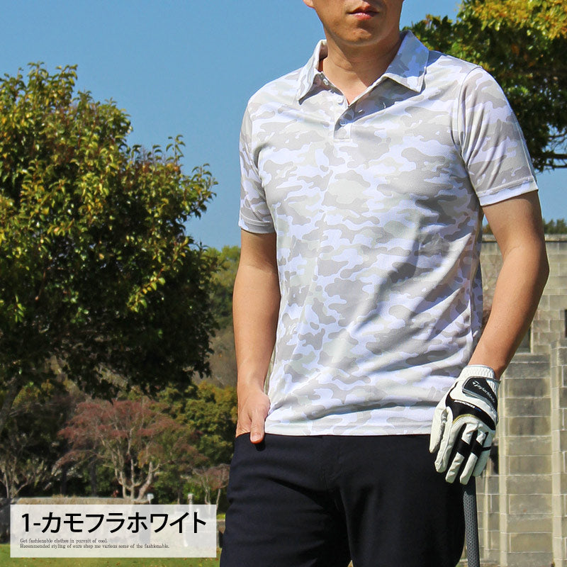 トップイズム TopIsm ゴルフ ポロシャツ メンズ ゴルフウェア 速乾ドライメッシュ ストレッチ 半袖 春夏 カモフラ 迷彩 総柄 千鳥格子 チェック 星スター ボタニカル 小花柄 ヤシの木 幾何学 トップス 大きいサイズ
