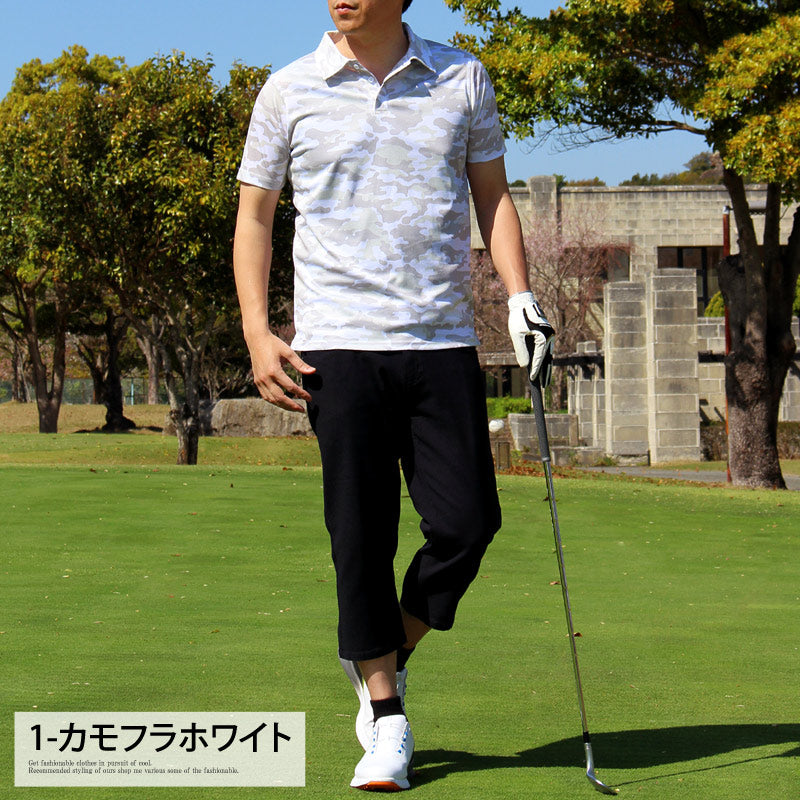 トップイズム TopIsm ゴルフ ポロシャツ メンズ ゴルフウェア 速乾ドライメッシュ ストレッチ 半袖 春夏 カモフラ 迷彩 総柄 千鳥格子 チェック 星スター ボタニカル 小花柄 ヤシの木 幾何学 トップス 大きいサイズ