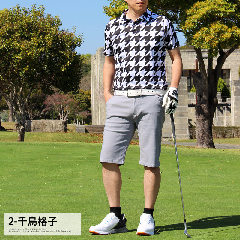 トップイズム TopIsm ゴルフ ポロシャツ メンズ ゴルフウェア 速乾ドライメッシュ ストレッチ 半袖 春夏 カモフラ 迷彩 総柄 千鳥格子 チェック 星スター ボタニカル 小花柄 ヤシの木 幾何学 トップス 大きいサイズ