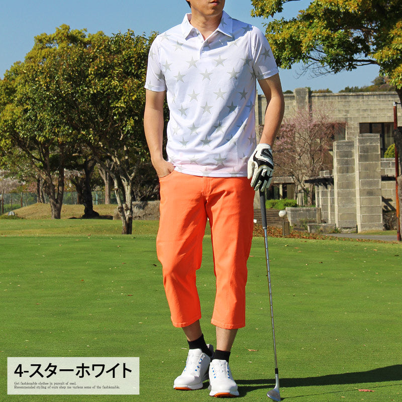 トップイズム TopIsm ゴルフ ポロシャツ メンズ ゴルフウェア 速乾ドライメッシュ ストレッチ 半袖 春夏 カモフラ 迷彩 総柄 千鳥格子 チェック 星スター ボタニカル 小花柄 ヤシの木 幾何学 トップス 大きいサイズ
