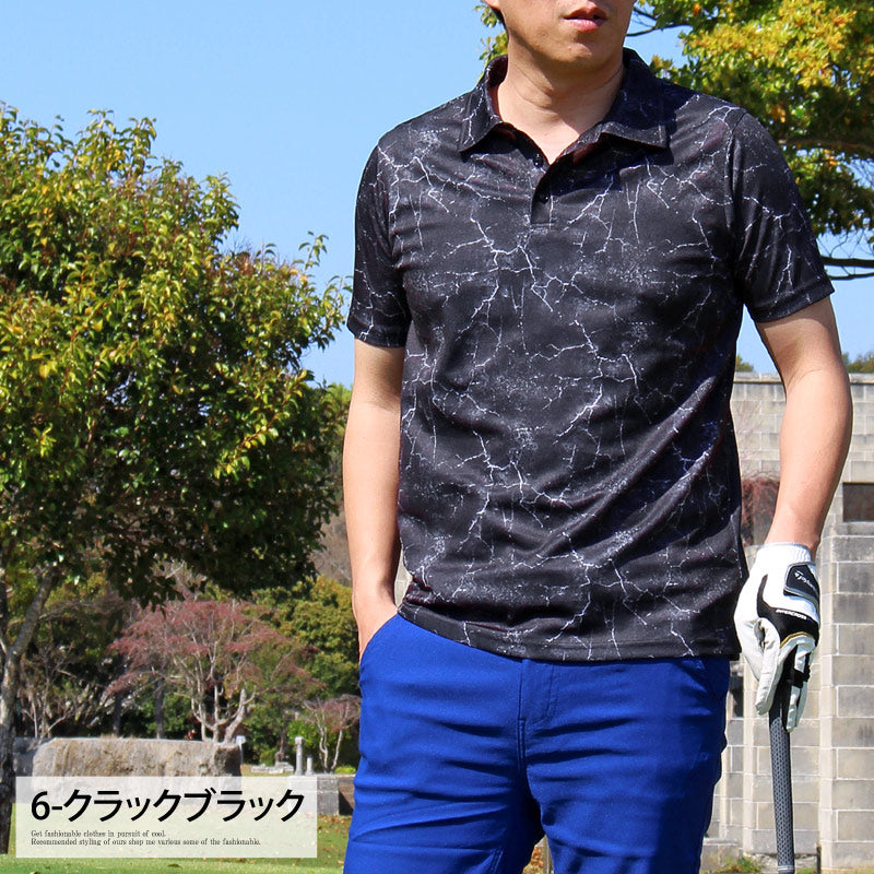 トップイズム TopIsm ゴルフ ポロシャツ メンズ ゴルフウェア 速乾ドライメッシュ ストレッチ 半袖 春夏 カモフラ 迷彩 総柄 千鳥格子 チェック 星スター ボタニカル 小花柄 ヤシの木 幾何学 トップス 大きいサイズ