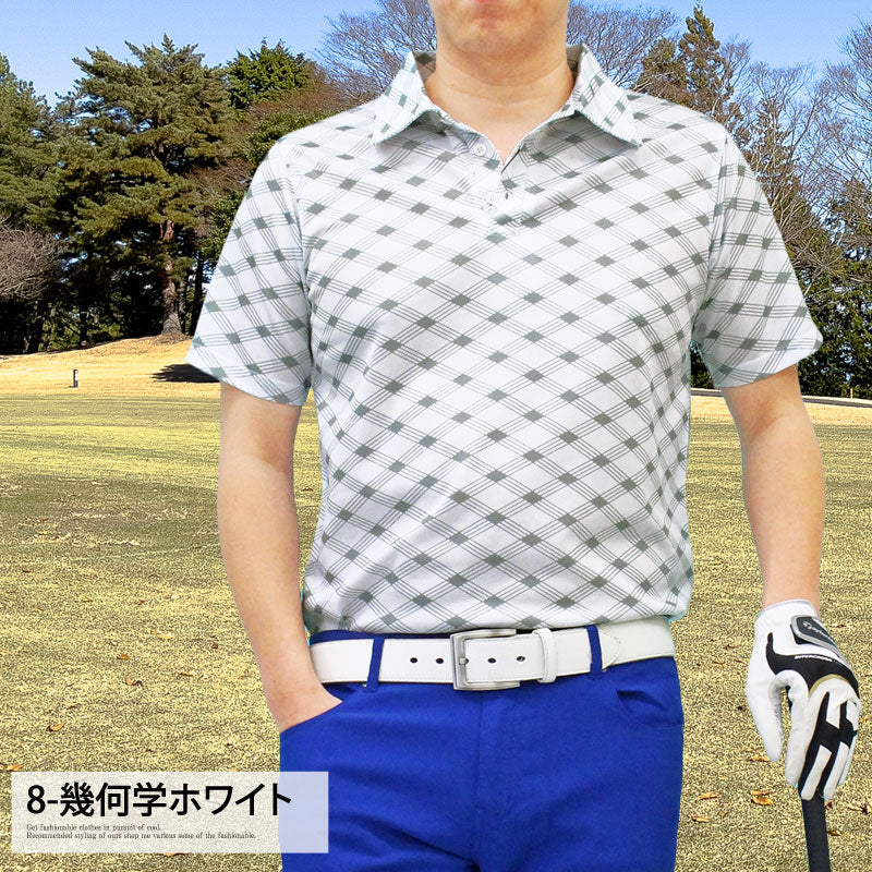 トップイズム TopIsm ゴルフ ポロシャツ メンズ ゴルフウェア 速乾ドライメッシュ ストレッチ 半袖 春夏 カモフラ 迷彩 総柄 千鳥格子 チェック 星スター ボタニカル 小花柄 ヤシの木 幾何学 トップス 大きいサイズ