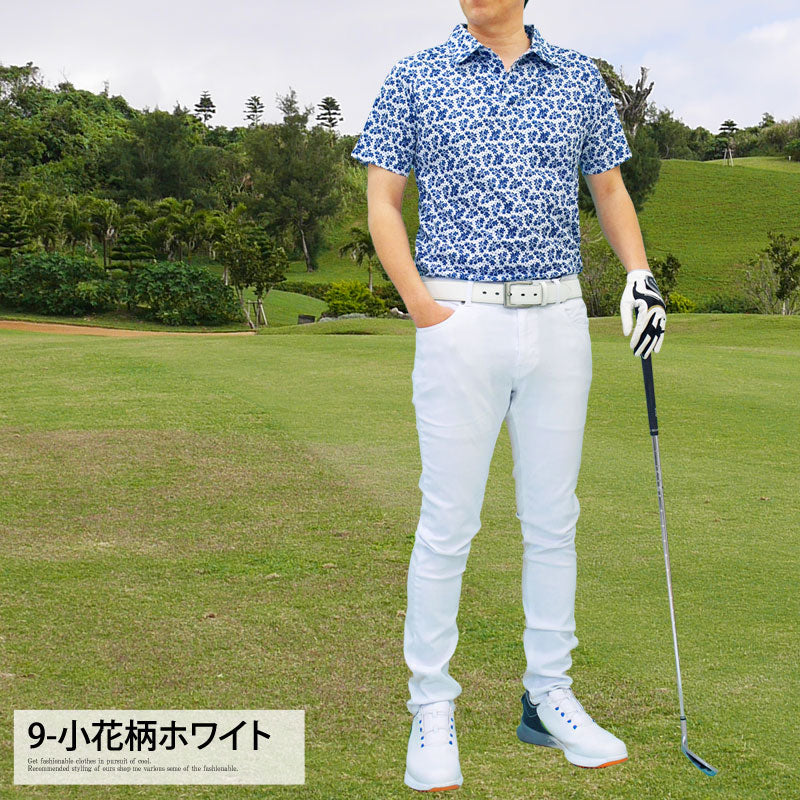 トップイズム TopIsm ゴルフ ポロシャツ メンズ ゴルフウェア 速乾ドライメッシュ ストレッチ 半袖 春夏 カモフラ 迷彩 総柄 千鳥格子 チェック 星スター ボタニカル 小花柄 ヤシの木 幾何学 トップス 大きいサイズ