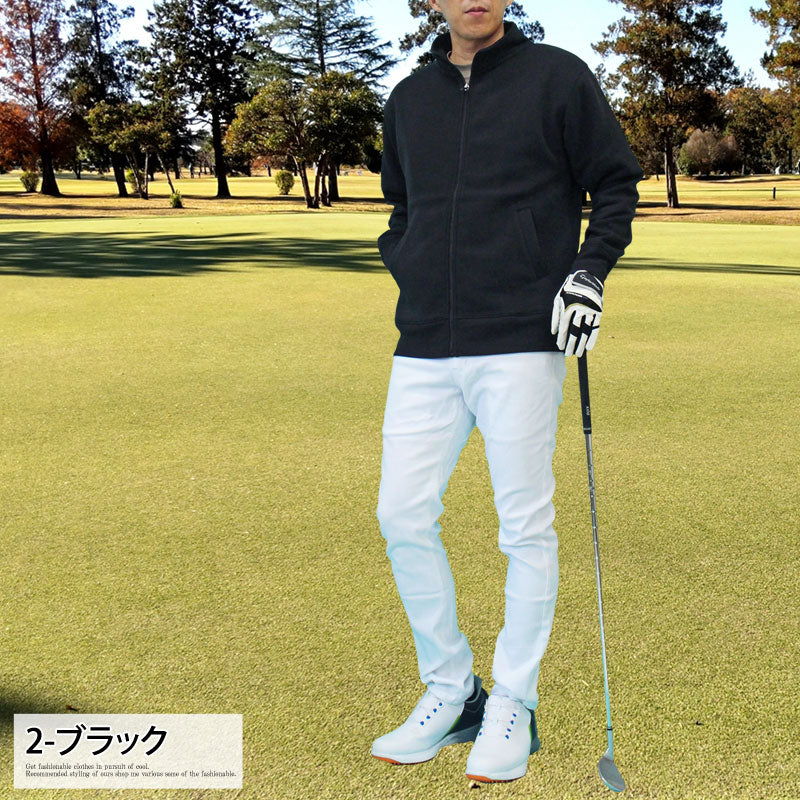 トップイズム TopIsm ゴルフ ジャケット メンズ ゴルフウェア 暖かい裏起毛 トレーナー ブルゾン スウェット トップス ハイネック ジップアップ スタンドネック 秋冬