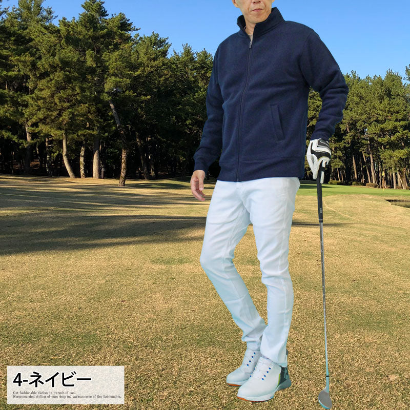 トップイズム TopIsm ゴルフ ジャケット メンズ ゴルフウェア 暖かい裏起毛 トレーナー ブルゾン スウェット トップス ハイネック ジップアップ スタンドネック 秋冬