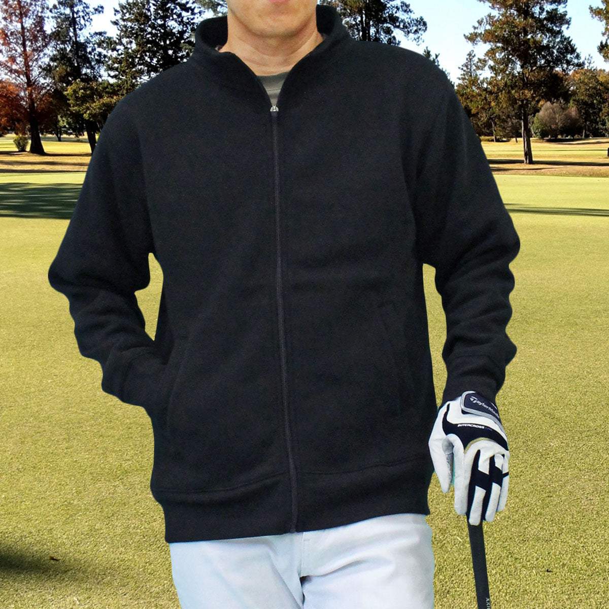 トップイズム TopIsm ゴルフ ジャケット メンズ ゴルフウェア 暖かい裏起毛 トレーナー ブルゾン スウェット トップス ハイネック ジップアップ スタンドネック 秋冬,2-ブラック