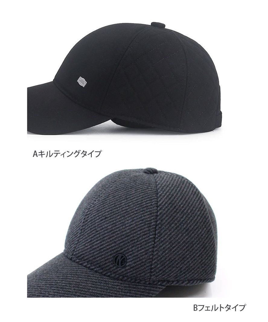 トップイズム TopIsm ゴルフキャップ メンズ 帽子 耳当て付 ゴルフウェア 小物 イヤーマフ 秋冬 防寒 2WAY キルティング フェルト おしゃれ （5-ネイビーB） 5-ネイビーB