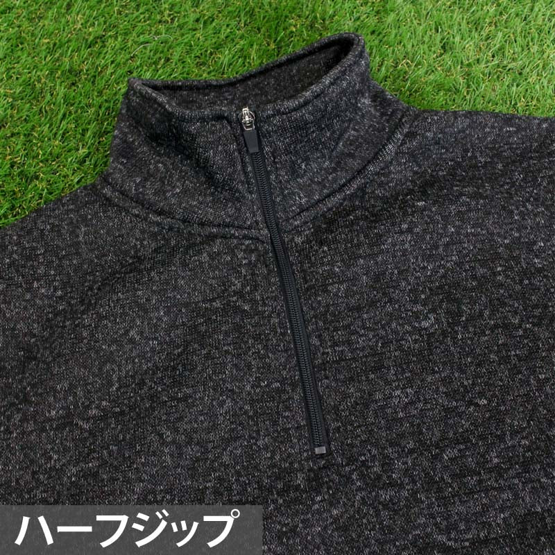 トップイズム TopIsm ゴルフ ハーフジップトレーナー メンズ ゴルフウェア 暖かい裏起毛 ニットフリース セーター トップス ハイネック プルオーバー スタンドネック