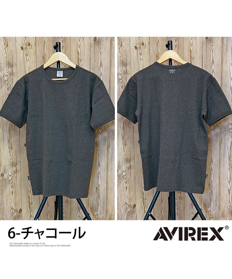 トップイズム TopIsm AVIREX アビレックス Tシャツ メンズ 半袖 テレコリブ クルーネックTシャツ 無地 デイリーインナー カットソー （5-ネイビー） 5-ネイビー