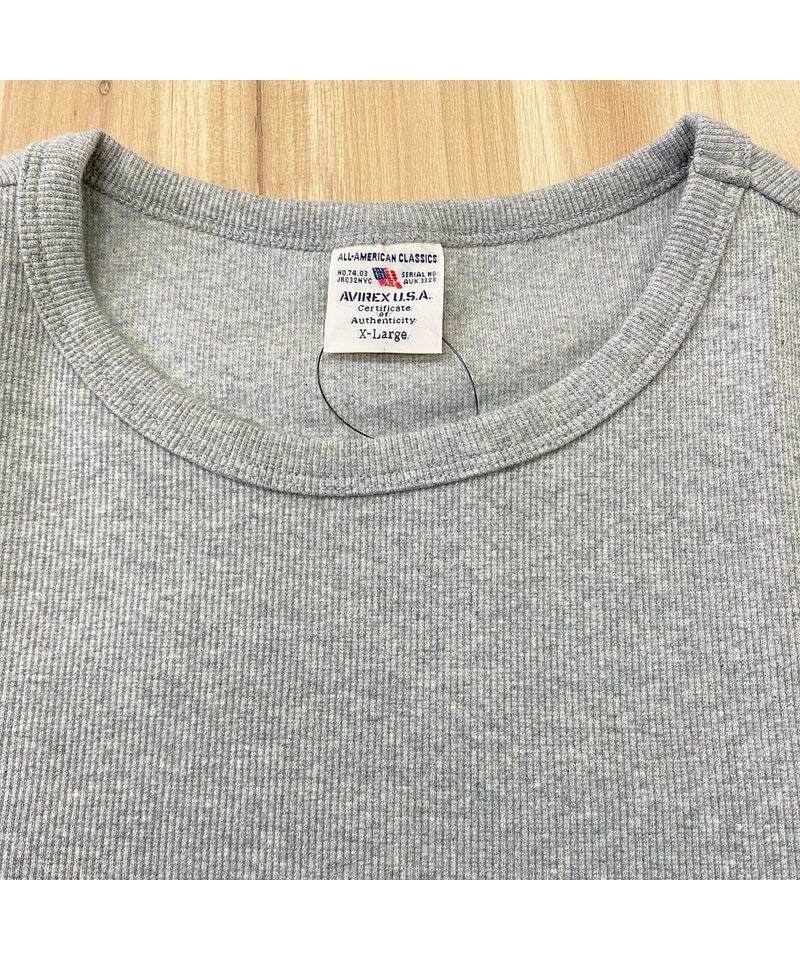トップイズム TopIsm AVIREX アビレックス Tシャツ メンズ 半袖 テレコリブ クルーネックTシャツ 無地 デイリーインナー カットソー （5-ネイビー） 5-ネイビー