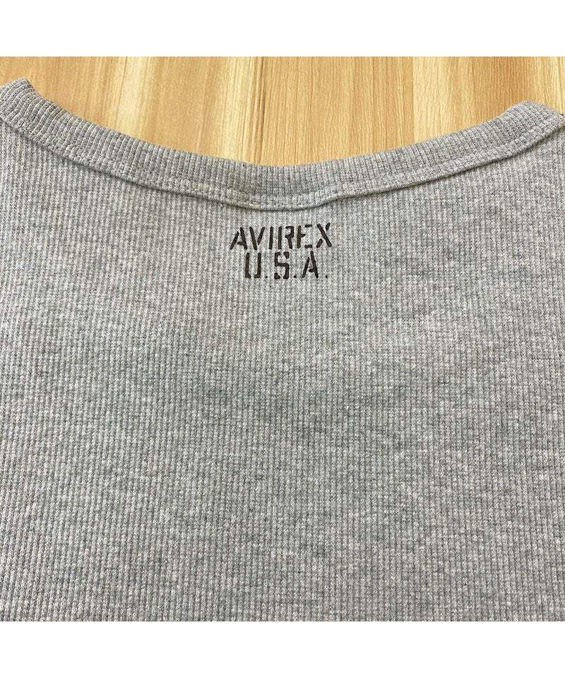 トップイズム TopIsm AVIREX アビレックス Tシャツ メンズ 半袖 テレコリブ クルーネックTシャツ 無地 デイリーインナー カットソー （5-ネイビー） 5-ネイビー