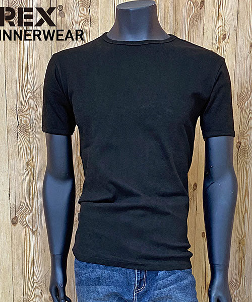 トップイズム TopIsm AVIREX アビレックス Tシャツ メンズ 半袖 テレコリブ クルーネックTシャツ 無地 デイリーインナー カットソー （2-ブラック） 2-ブラック