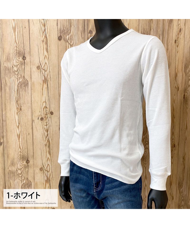 トップイズム TopIsm AVIREX アビレックス ロングTシャツ メンズ 長袖 ロンT Tシャツ サーマル VネックTシャツ 無地 デイリーインナー カットソー （5-ネイビー） 5-ネイビー