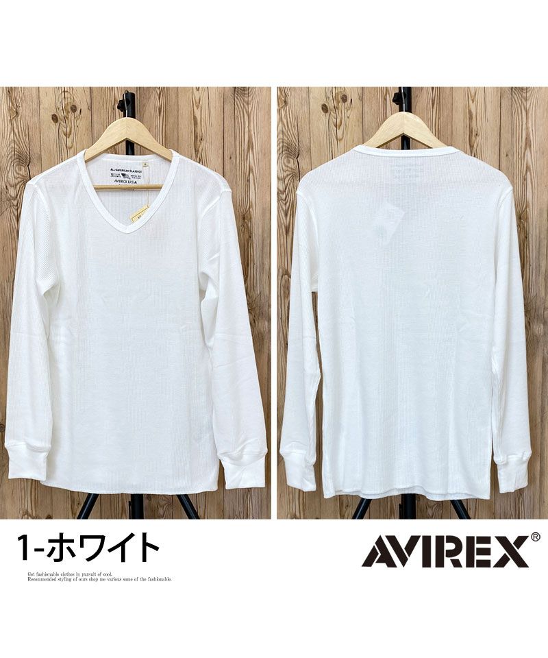 トップイズム TopIsm AVIREX アビレックス ロングTシャツ メンズ 長袖 ロンT Tシャツ サーマル VネックTシャツ 無地 デイリーインナー カットソー （5-ネイビー） 5-ネイビー