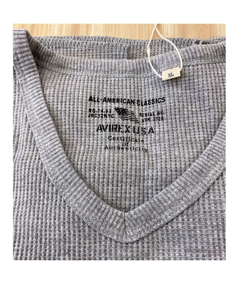 トップイズム TopIsm AVIREX アビレックス ロングTシャツ メンズ 長袖 ロンT Tシャツ サーマル VネックTシャツ 無地 デイリーインナー カットソー （5-ネイビー） 5-ネイビー