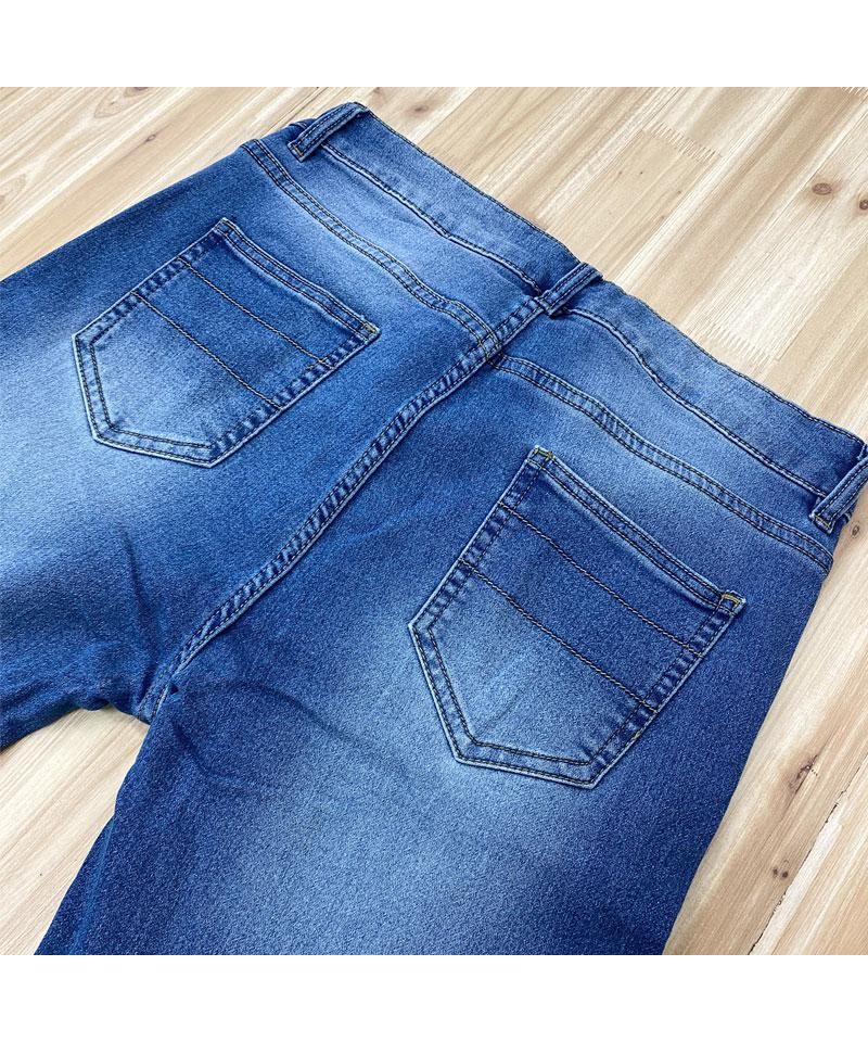 トップイズム TopIsm デニムパンツ メンズ スリム テーパード スキニーパンツ ニットデニム ジーンズ ビンテージ加工 ストレッチ ジーパン 細身