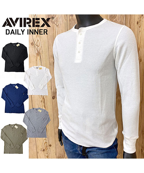トップイズム TopIsm AVIREX アビレックス ロングTシャツ メンズ 長袖 サーマル ヘンリーネックTシャツ 無地 デイリーインナー カットソー ロンT