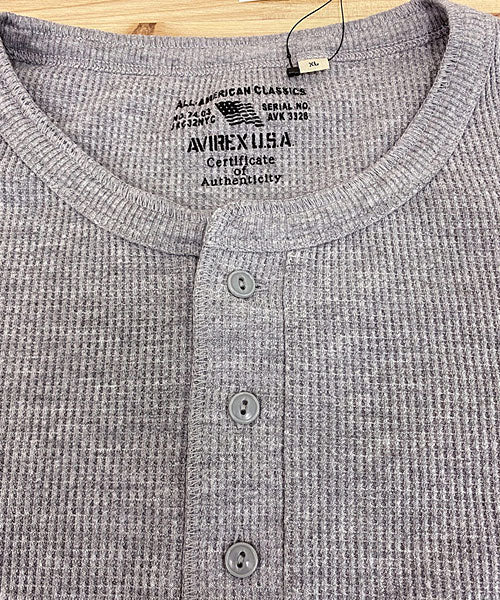 トップイズム TopIsm AVIREX アビレックス ロングTシャツ メンズ 長袖 サーマル ヘンリーネックTシャツ 無地 デイリーインナー カットソー ロンT