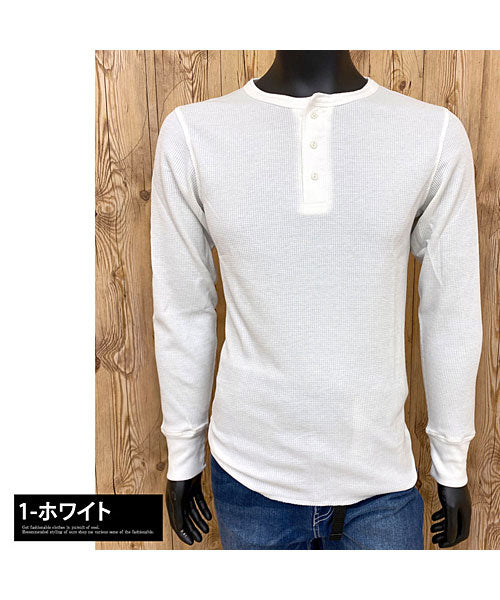 トップイズム TopIsm AVIREX アビレックス ロングTシャツ メンズ 長袖 サーマル ヘンリーネックTシャツ 無地 デイリーインナー カットソー ロンT