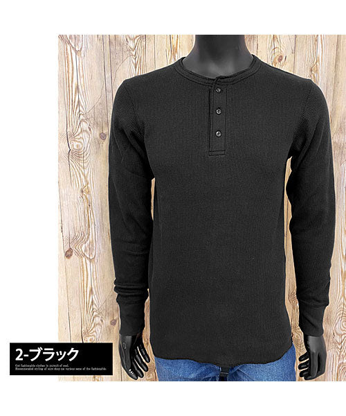 トップイズム TopIsm AVIREX アビレックス ロングTシャツ メンズ 長袖 サーマル ヘンリーネックTシャツ 無地 デイリーインナー カットソー ロンT