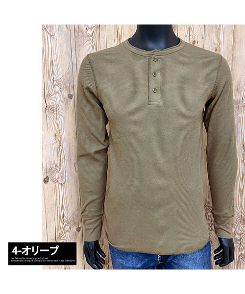 トップイズム TopIsm AVIREX アビレックス ロングTシャツ メンズ 長袖 サーマル ヘンリーネックTシャツ 無地 デイリーインナー カットソー ロンT