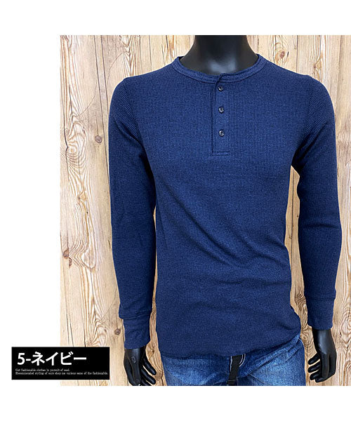 トップイズム TopIsm AVIREX アビレックス ロングTシャツ メンズ 長袖 サーマル ヘンリーネックTシャツ 無地 デイリーインナー カットソー ロンT
