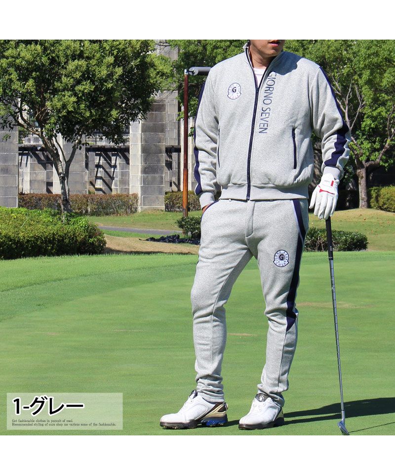 トップイズム TopIsm ゴルフウェア セットアップ 上下セット メンズ 暖かい裏起毛シャギーボアフリース GIORNO SEVEN ジョルノセブン ゴルフパンツ  ジャケット ブルゾン （2-ネイビー） 2-ネイビー