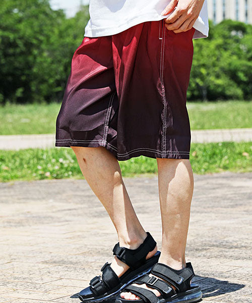 トップイズム TopIsm メンズ サーフパンツ フィットネス グラデーション 海水パンツ 海パ0ン  トランクス【返品不可商品】 （4-レッド） 4-レッド