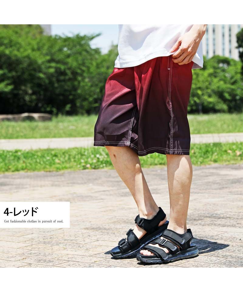 トップイズム TopIsm メンズ サーフパンツ フィットネス グラデーション 海水パンツ 海パ0ン  トランクス【返品不可商品】 （4-レッド） 4-レッド