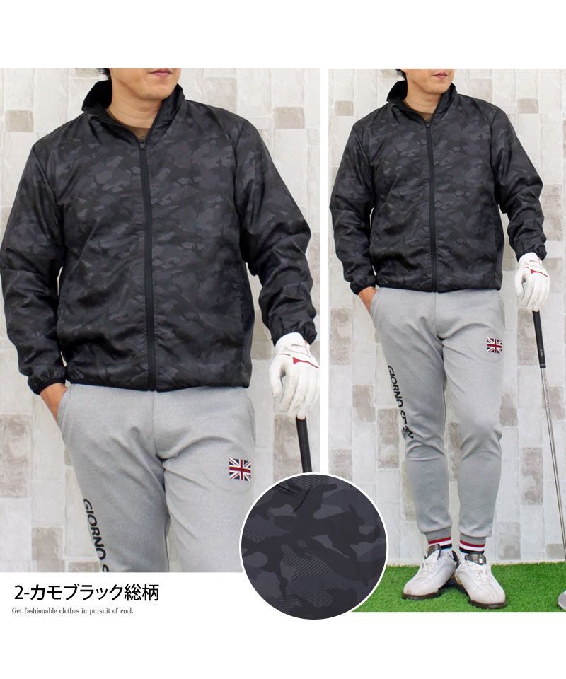 トップイズム TopIsm ゴルフジャケット メンズ ゴルフウェア 裏起毛フリース 撥水加工 アウター ブルゾン スタンドネック フルジップアップ カモフラ 迷彩 総柄 スポーツウェア 暖