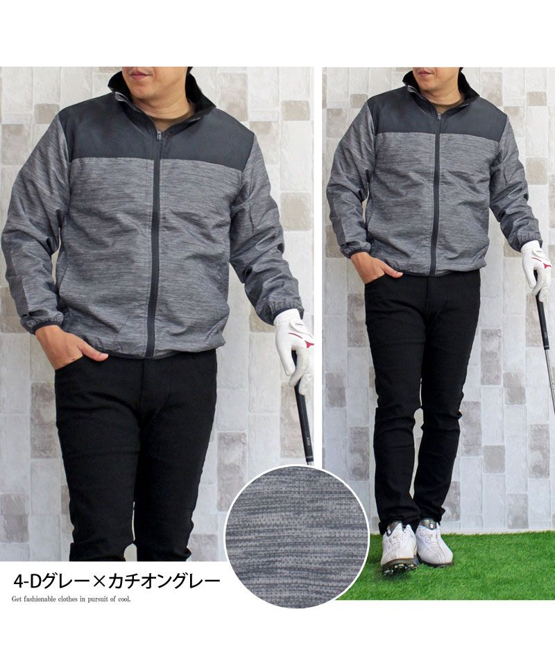 トップイズム TopIsm ゴルフジャケット メンズ ゴルフウェア 裏起毛フリース 撥水加工 アウター ブルゾン スタンドネック フルジップアップ カモフラ 迷彩 総柄 スポーツウェア 暖
