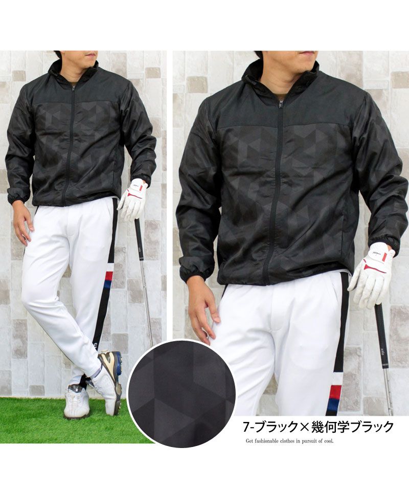 トップイズム TopIsm ゴルフジャケット メンズ ゴルフウェア 裏起毛フリース 撥水加工 アウター ブルゾン スタンドネック フルジップアップ カモフラ 迷彩 総柄 スポーツウェア 暖