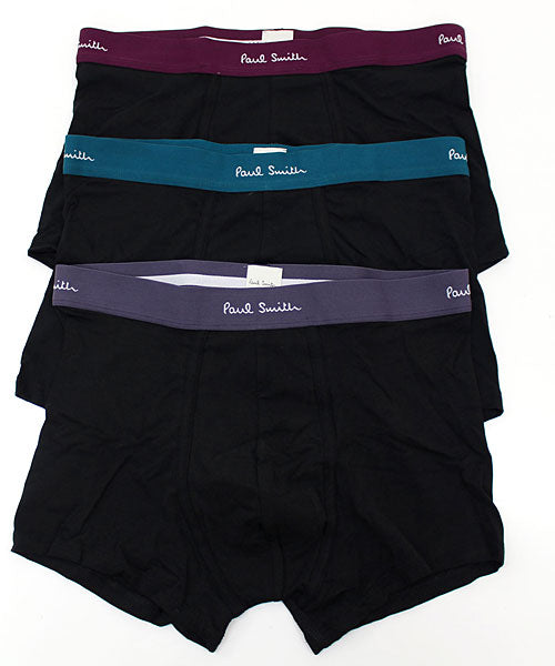 トップイズム TopIsm Paul Smith ポールスミス 3PACK メンズ ボクサーパンツ 3枚セット ウエストロゴ コットン ストレッチ 下着 トランクス インナーウェア【返品不可商品】,1-ブラック