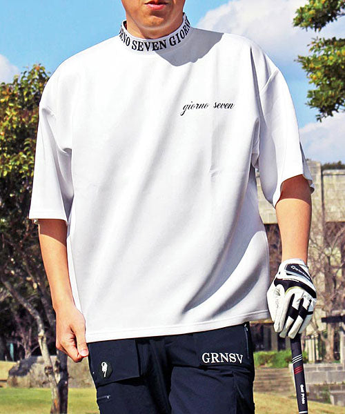 トップイズム TopIsm ゴルフウェア モックネックシャツ メンズ GIORNO SEVEN ジョルノセブン ワイドシルエット ハイネック ゴルフ 接触冷感 ストレッチ 半袖 ロゴ ポロシャツ 春夏